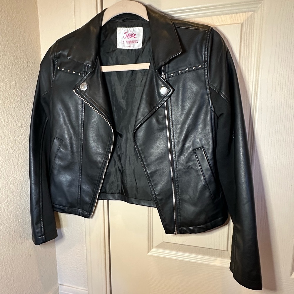 Justice faux leather jacket size 12 girls